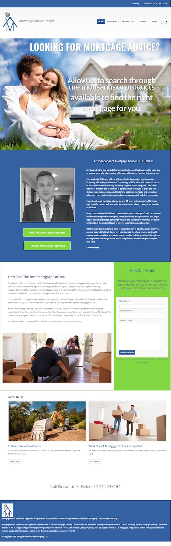 Web design for mortgage advisor St Helens